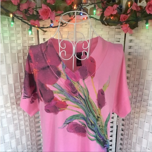 Vtg HSN Roam New York Pink Floral Top Size M  Vintage  New - Picture 2 of 9